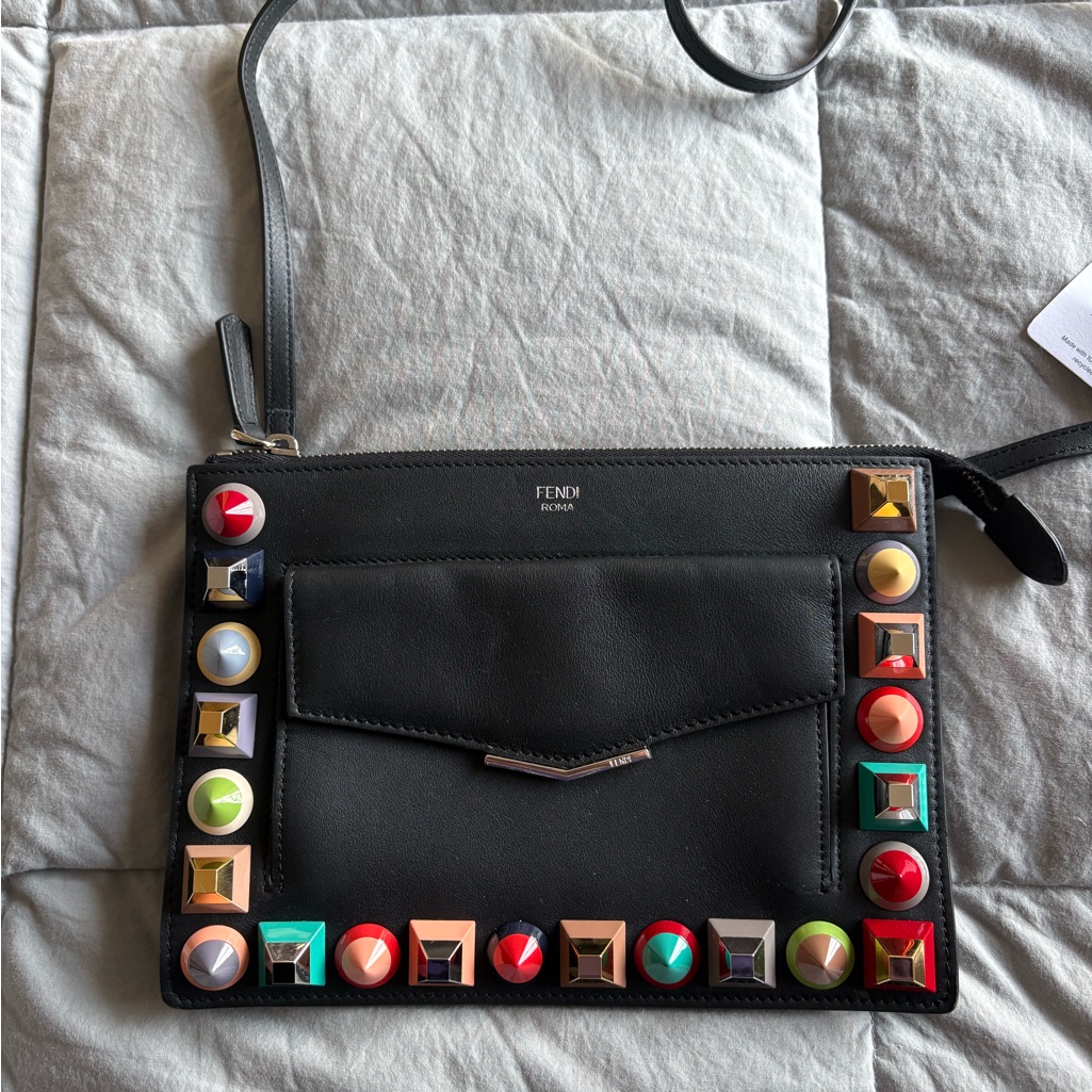 Fendi Black Crossbody Bag With Colorful Studs